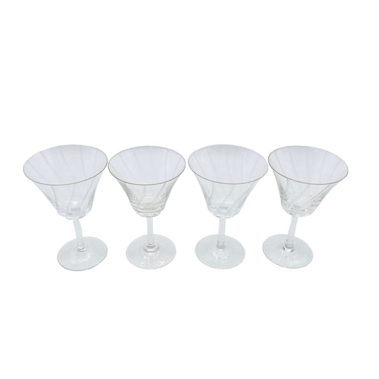 Vintage Weingläser beschliffen 4er Set Spiralen 50er 60er Mid Century