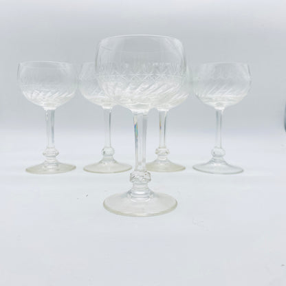 Vintage Weingläser beschliffen 50er 60er Mid Century 5er Set