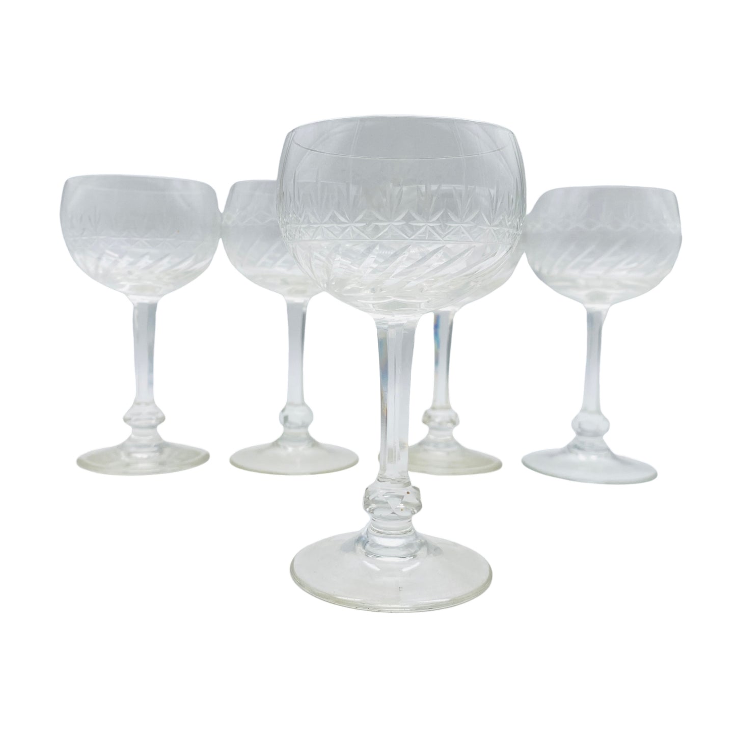 Vintage Weingläser beschliffen 50er 60er Mid Century 5er Set
