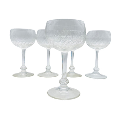Vintage Weingläser beschliffen 50er 60er Mid Century 5er Set