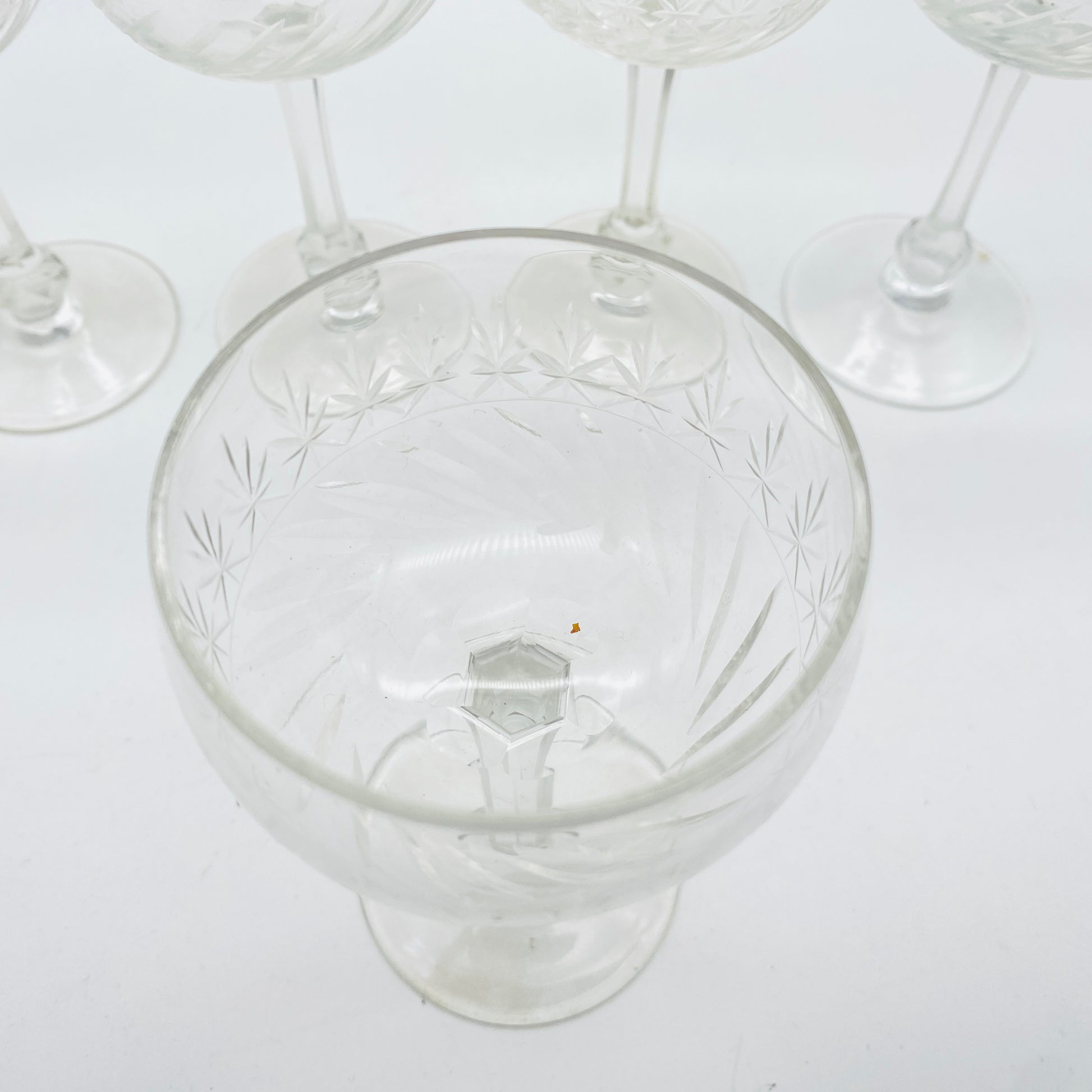 Vintage Weingläser beschliffen 50er 60er Mid Century 5er Set