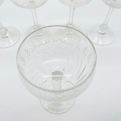 Vintage Weingläser beschliffen 50er 60er Mid Century 5er Set