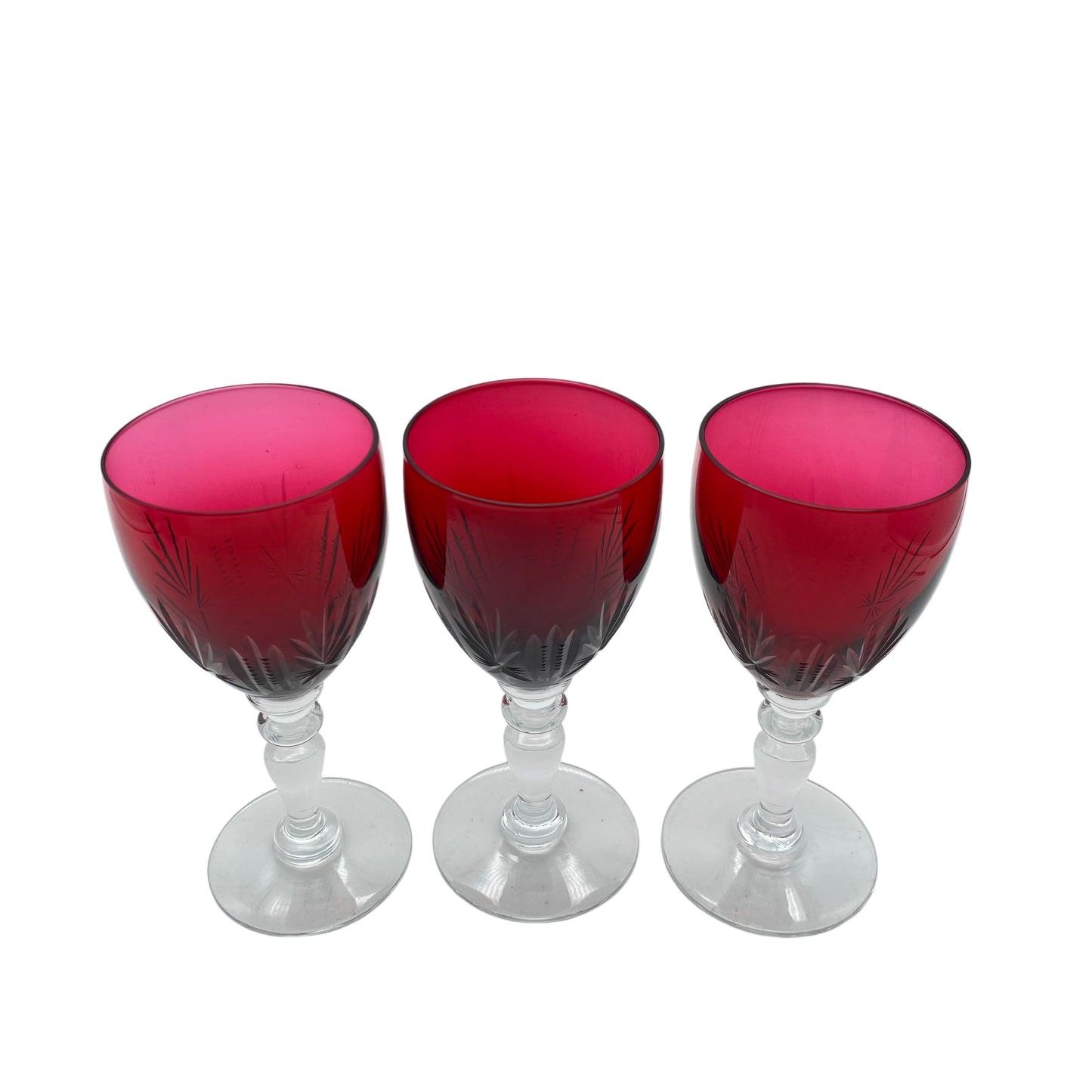Vintage Weingläser rot beschliffen Gläser Glas 60er 70er Jahre