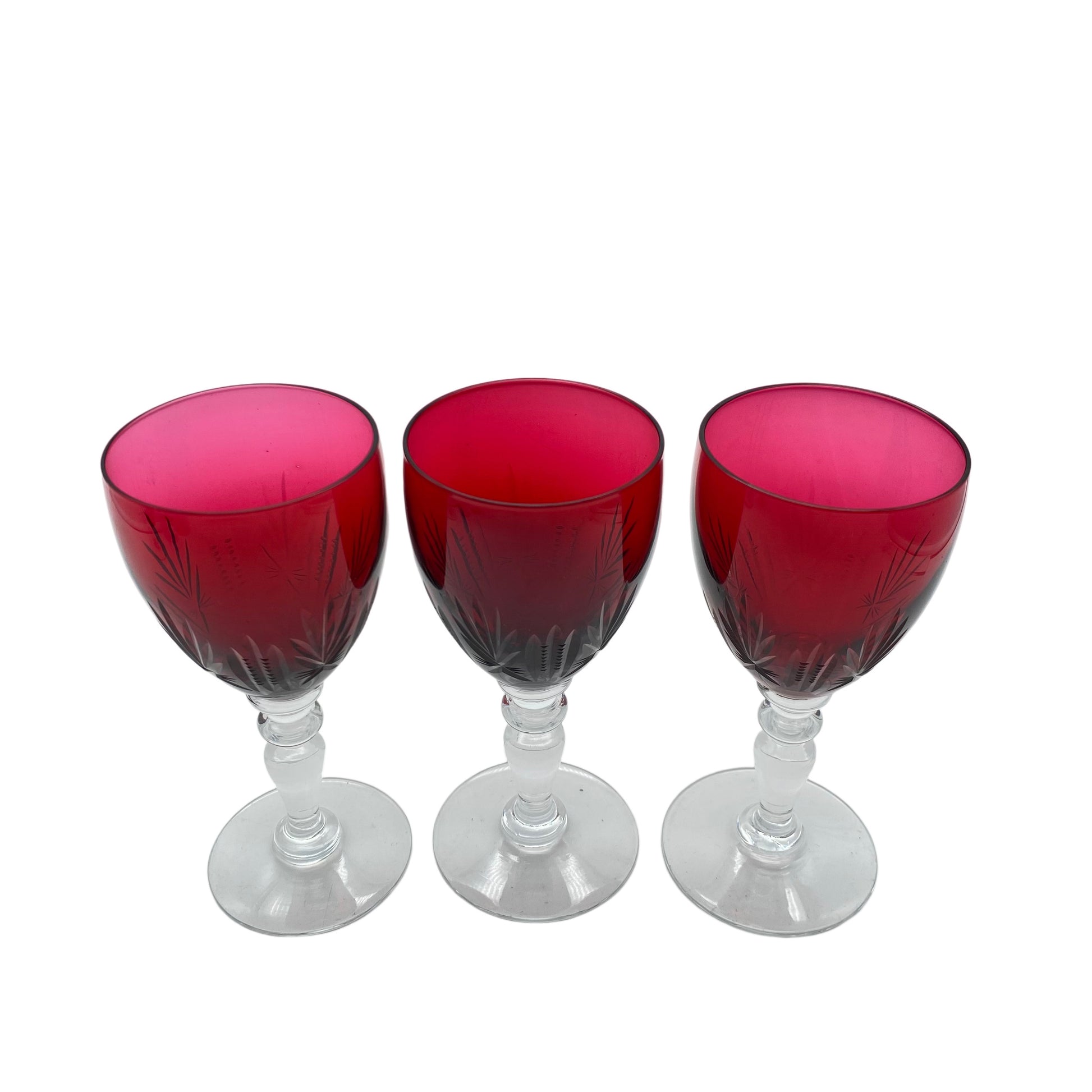 Vintage Weingläser rot beschliffen Gläser Glas 60er 70er Jahre