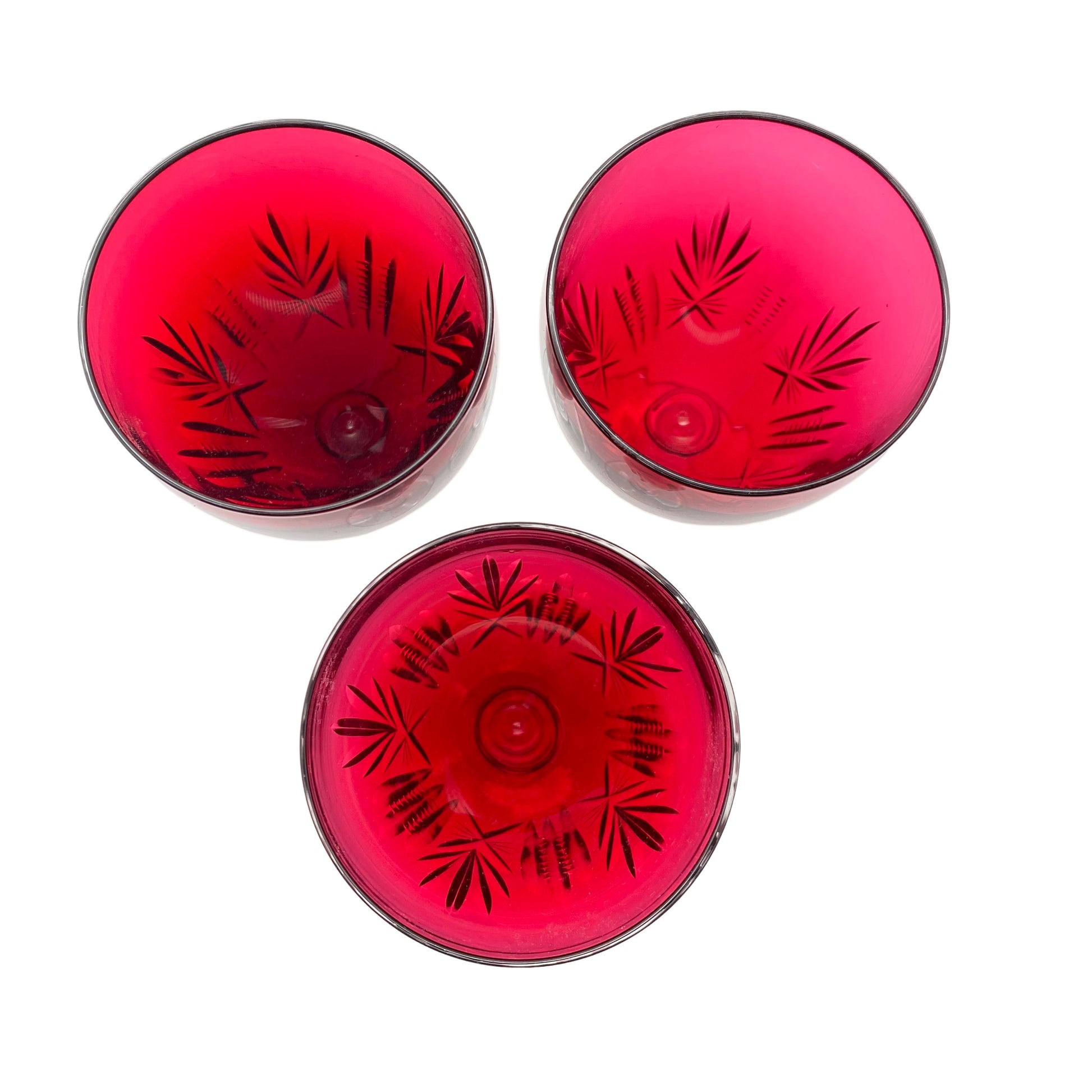 Vintage Weingläser rot beschliffen Gläser Glas 60er 70er Jahre