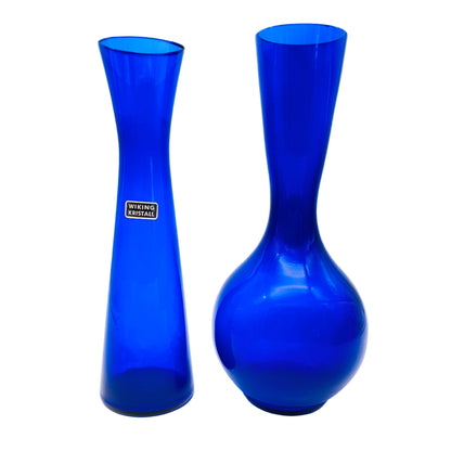 WIKING Kristall Vase blau Konvolut Glas 50er 60er Jahre Mid Century