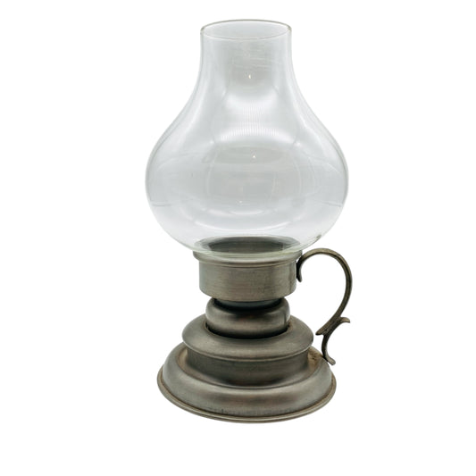 WWM Zinn Windlicht Vintage mit Glaschirm Kerzenhalter 60er 70er Jahre Deko Garten Balkon