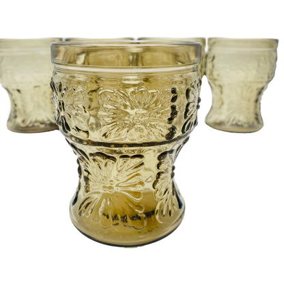 Wassergläser Rauchglas 1970er Gläser Struktur Dekor 5er Set Italien