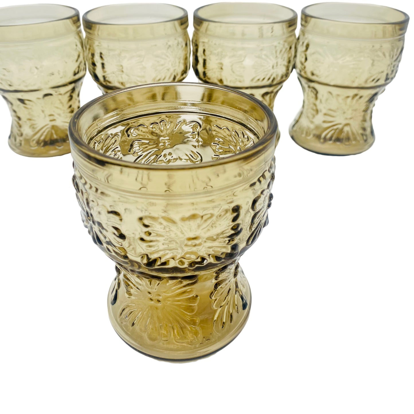Wassergläser Rauchglas 1970er Gläser Struktur Dekor 5er Set Italien
