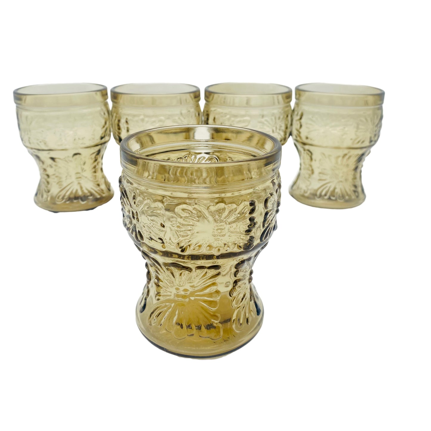 Wassergläser Rauchglas 1970er Gläser Struktur Dekor 5er Set Italien