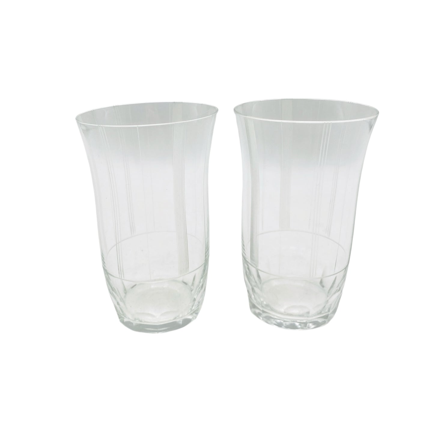 Wassergläser beschliffen Rillen handgefertigt 50er 60er Jahre Vintage Trinkgläser Glas
