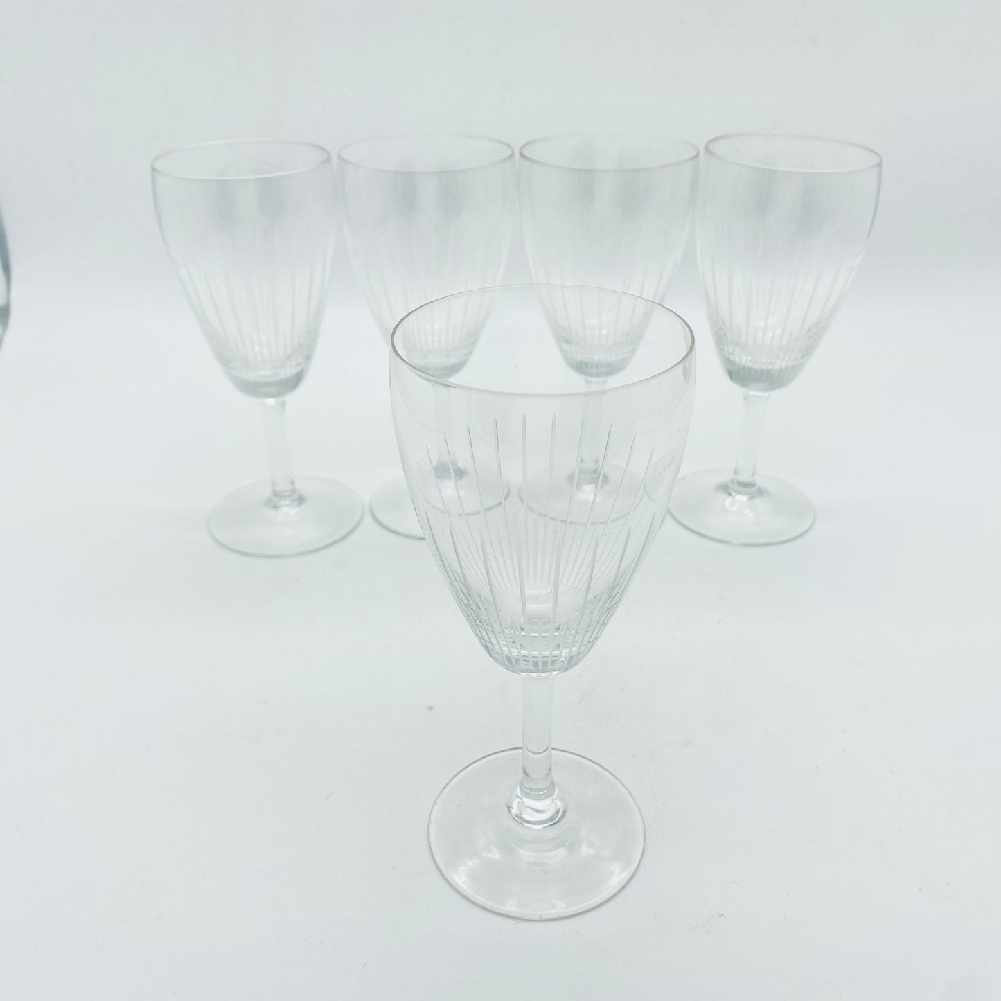 Weingläser 5er Set beschliffen 60er 70er Jahre Vintage Glas