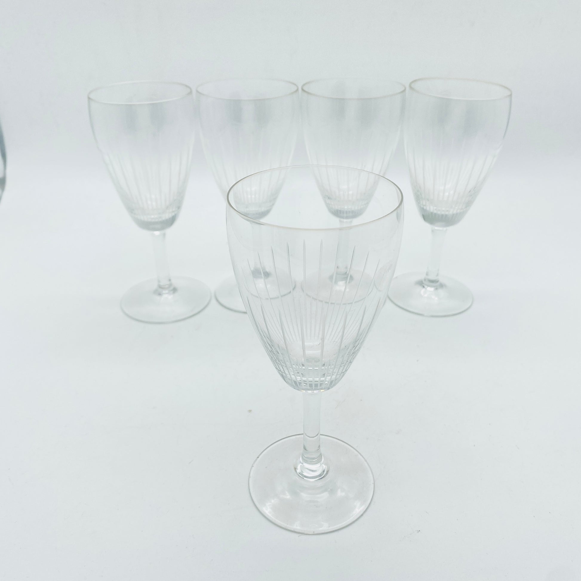Weingläser 5er Set beschliffen 60er 70er Jahre Vintage Glas