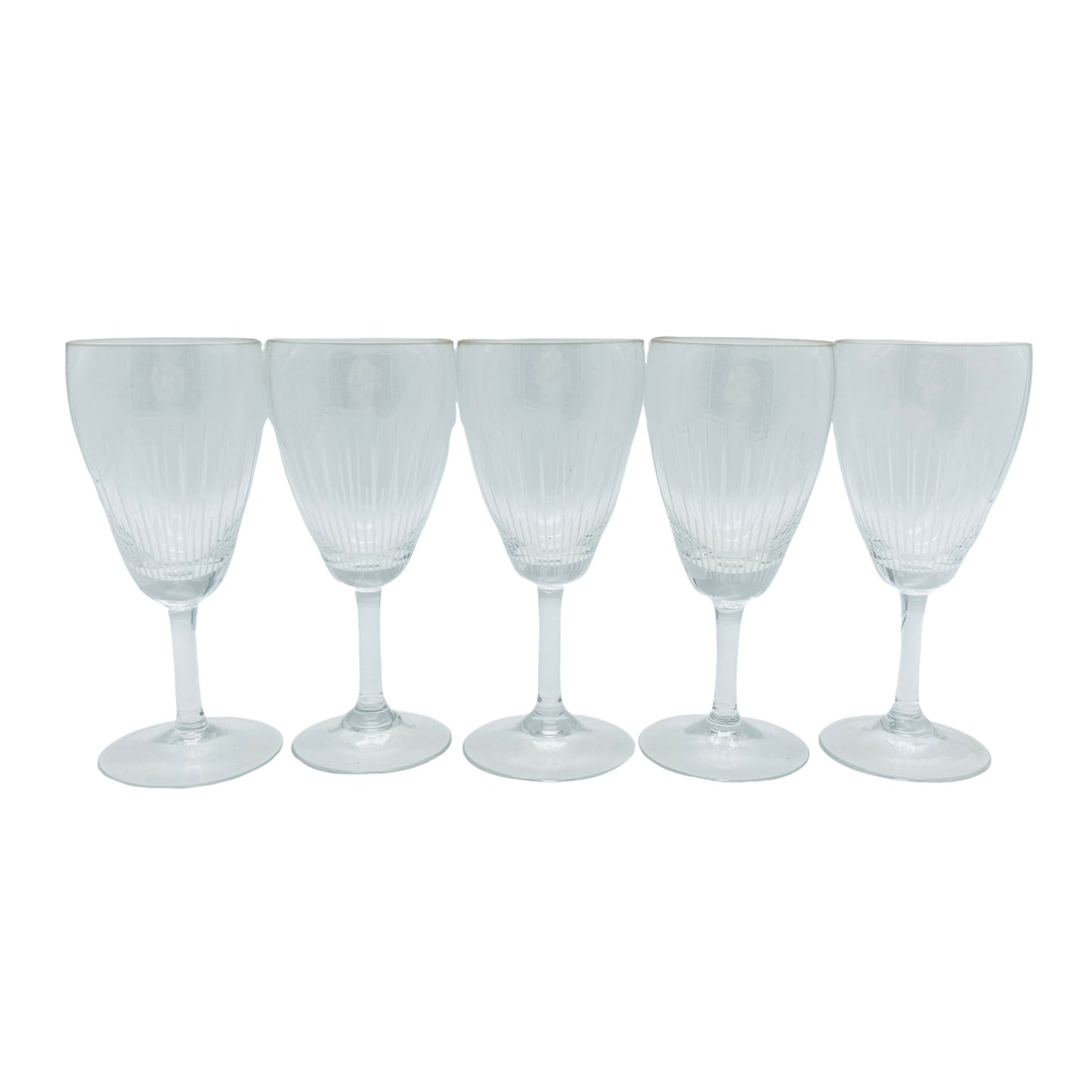 Weingläser 5er Set beschliffen 60er 70er Jahre Vintage Glas