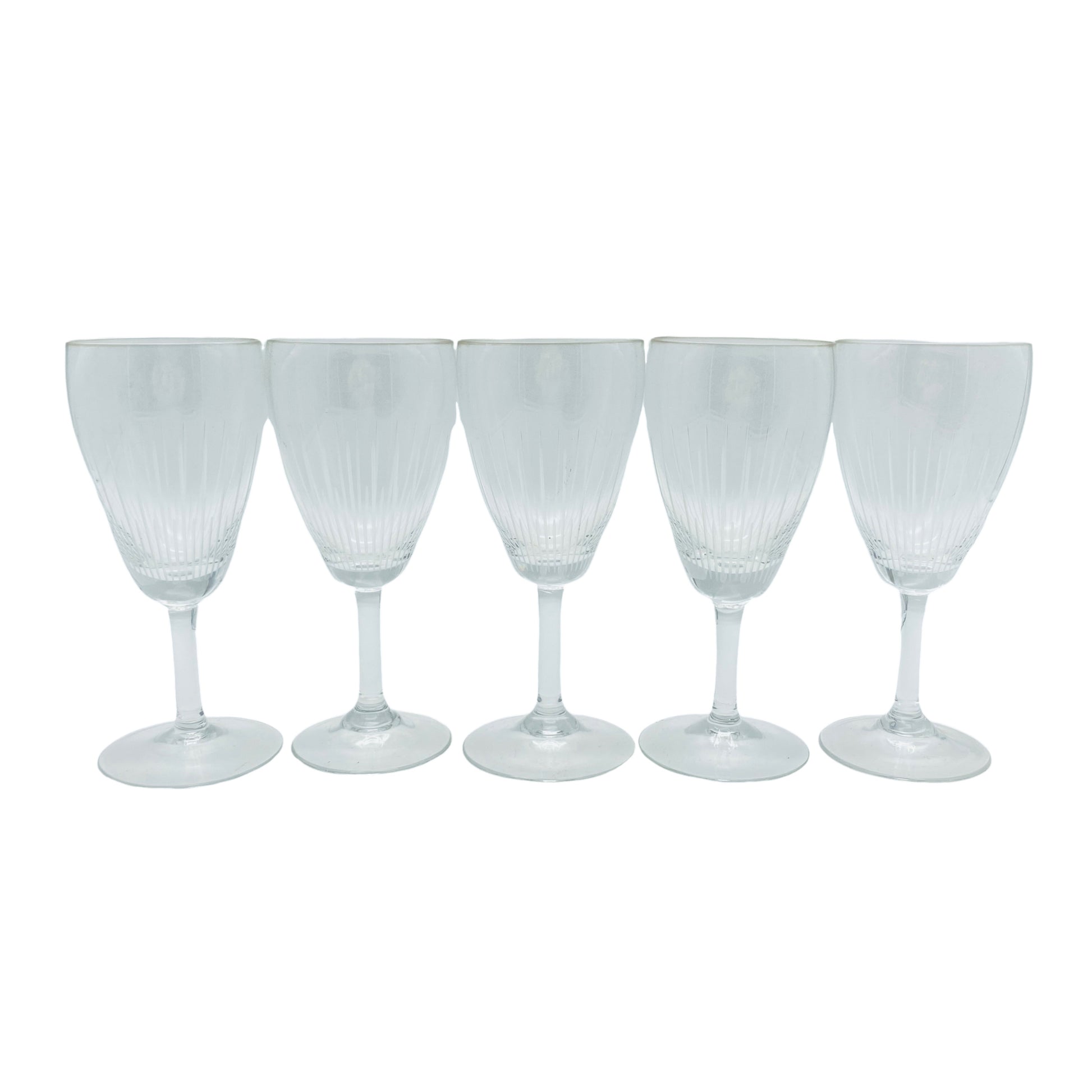 Weingläser 5er Set beschliffen 60er 70er Jahre Vintage Glas