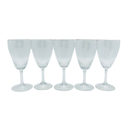 Weingläser 5er Set beschliffen 60er 70er Jahre Vintage Glas