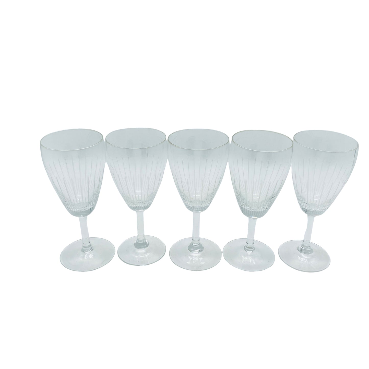Weingläser 5er Set beschliffen 60er 70er Jahre Vintage Glas