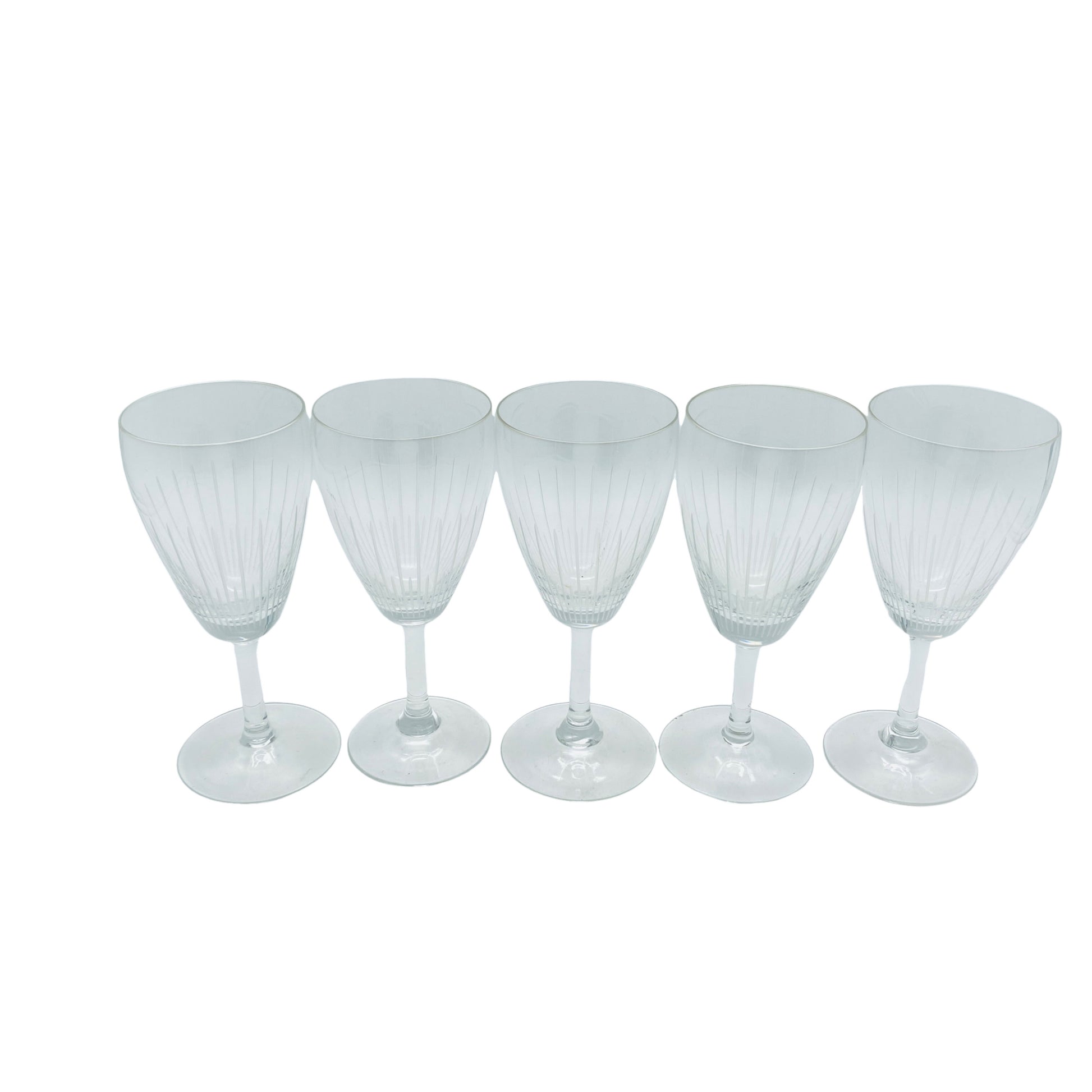 Weingläser 5er Set beschliffen 60er 70er Jahre Vintage Glas