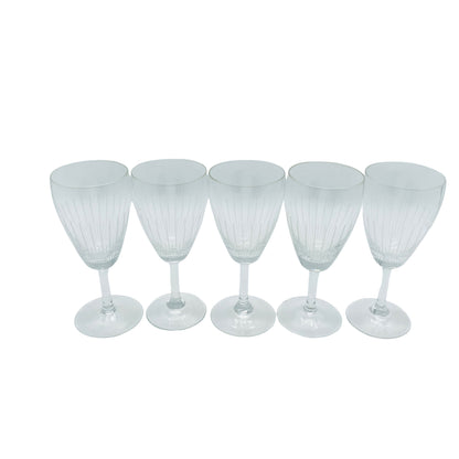 Weingläser 5er Set beschliffen 60er 70er Jahre Vintage Glas