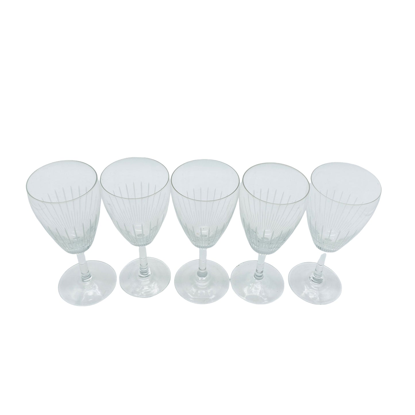 Weingläser 5er Set beschliffen 60er 70er Jahre Vintage Glas