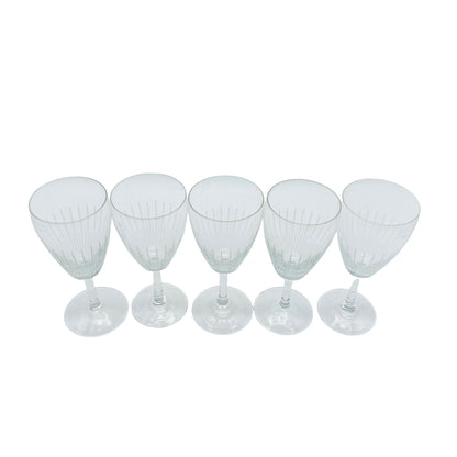 Weingläser 5er Set beschliffen 60er 70er Jahre Vintage Glas
