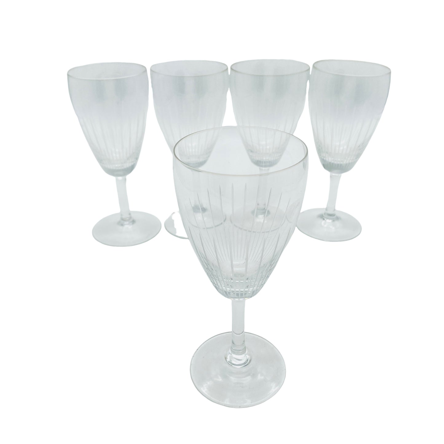 Weingläser 5er Set beschliffen 60er 70er Jahre Vintage Glas