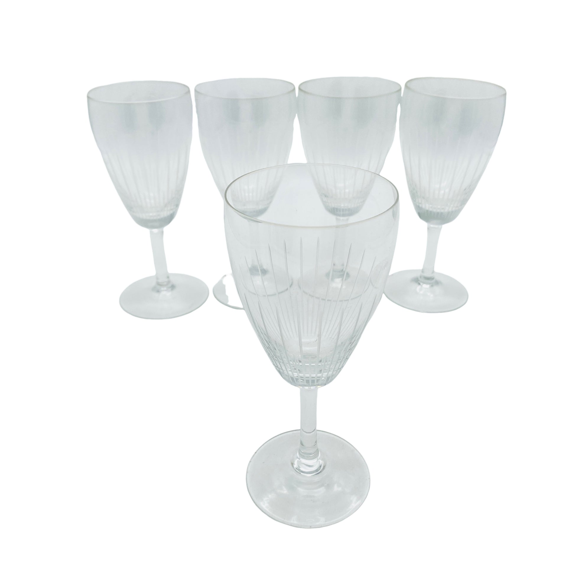 Weingläser 5er Set beschliffen 60er 70er Jahre Vintage Glas