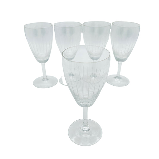 Weingläser 5er Set beschliffen 60er 70er Jahre Vintage Glas