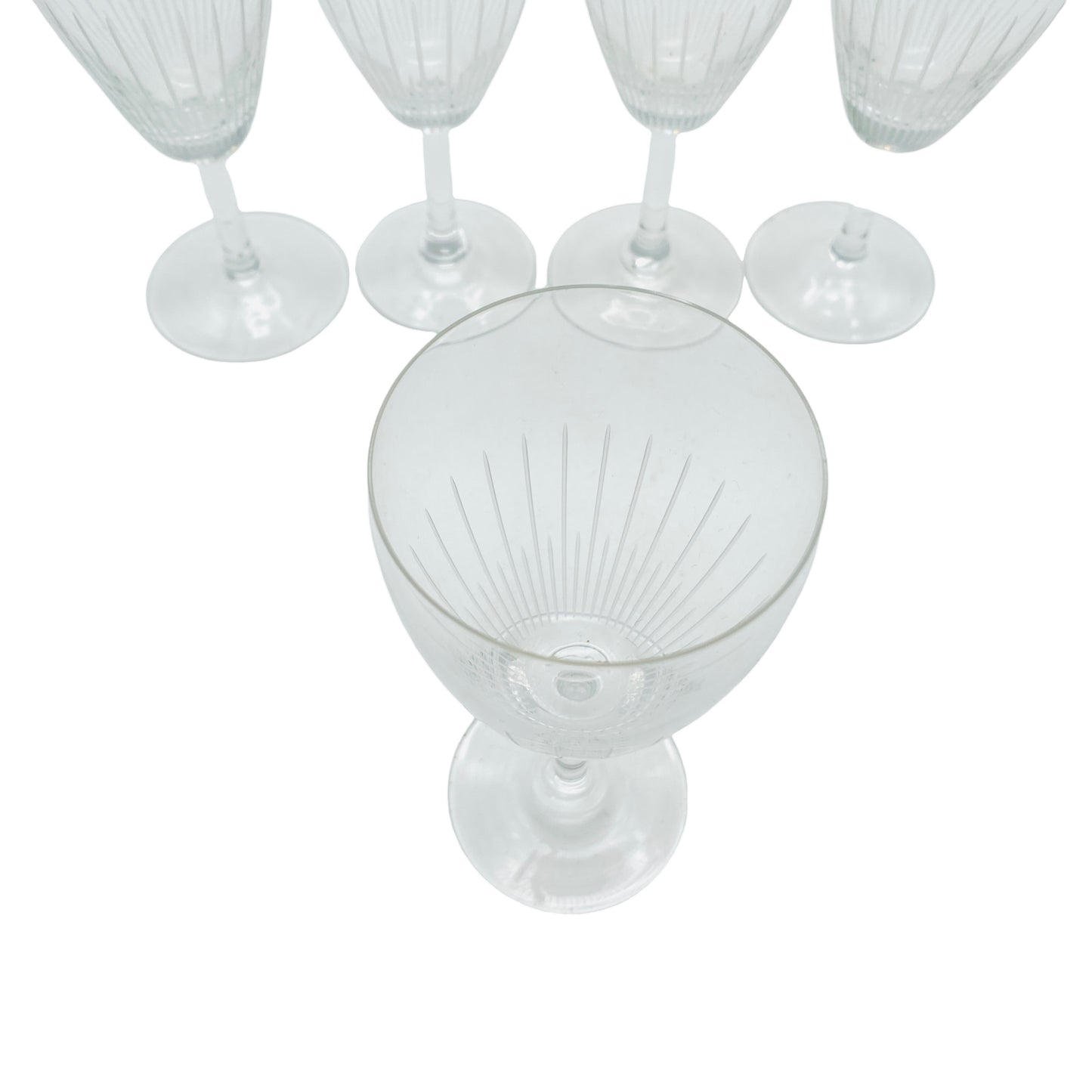 Weingläser 5er Set beschliffen 60er 70er Jahre Vintage Glas
