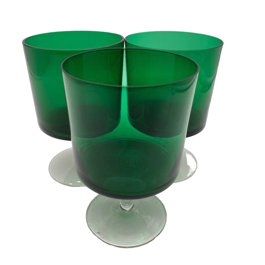 Weingläser Glas grün Mid Century 60er 70er Jahre Vintage Lounge Gläser