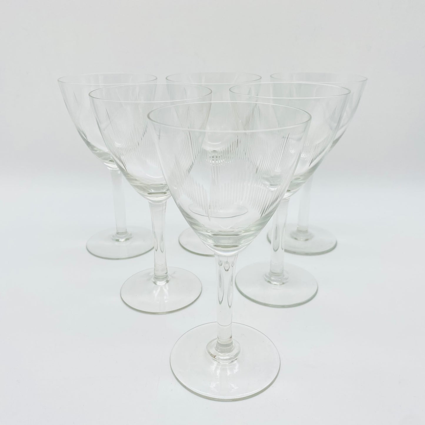 Weingläser Mid Century 50er 60er beschliffen 6er Set Gläser Lounge 
