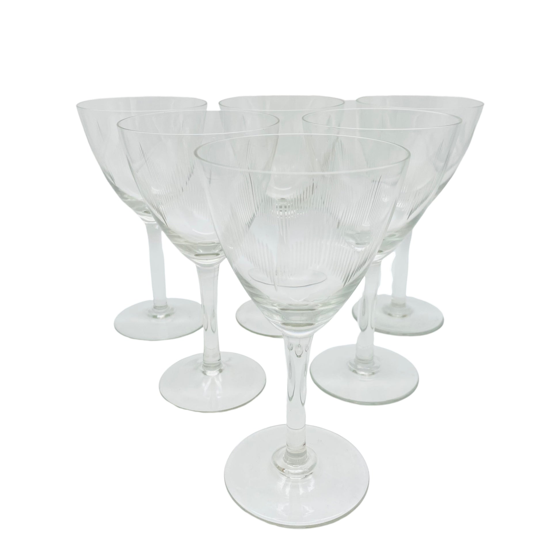 Weingläser Mid Century 50er 60er beschliffen 6er Set Gläser Lounge 