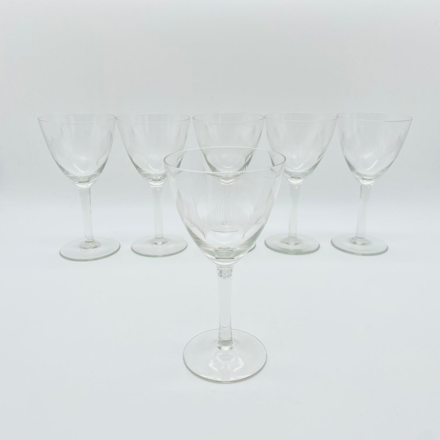 Weingläser Mid Century 50er 60er beschliffen 6er Set Gläser Lounge 
