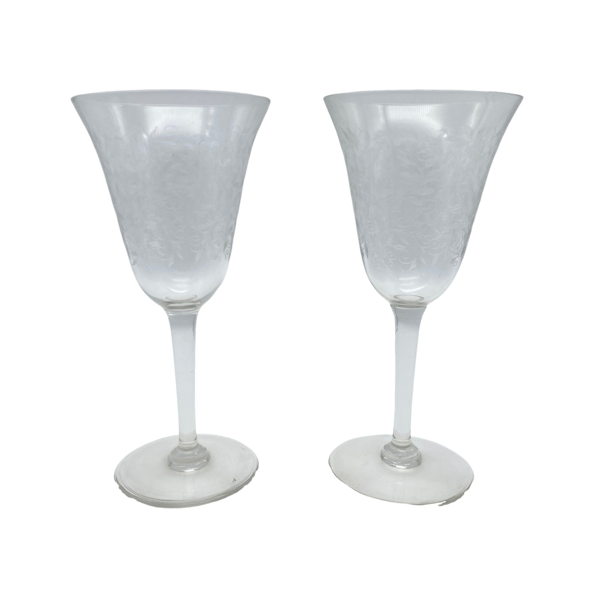 Weingläser florales Dekor Vintage Glas Blätterranken
