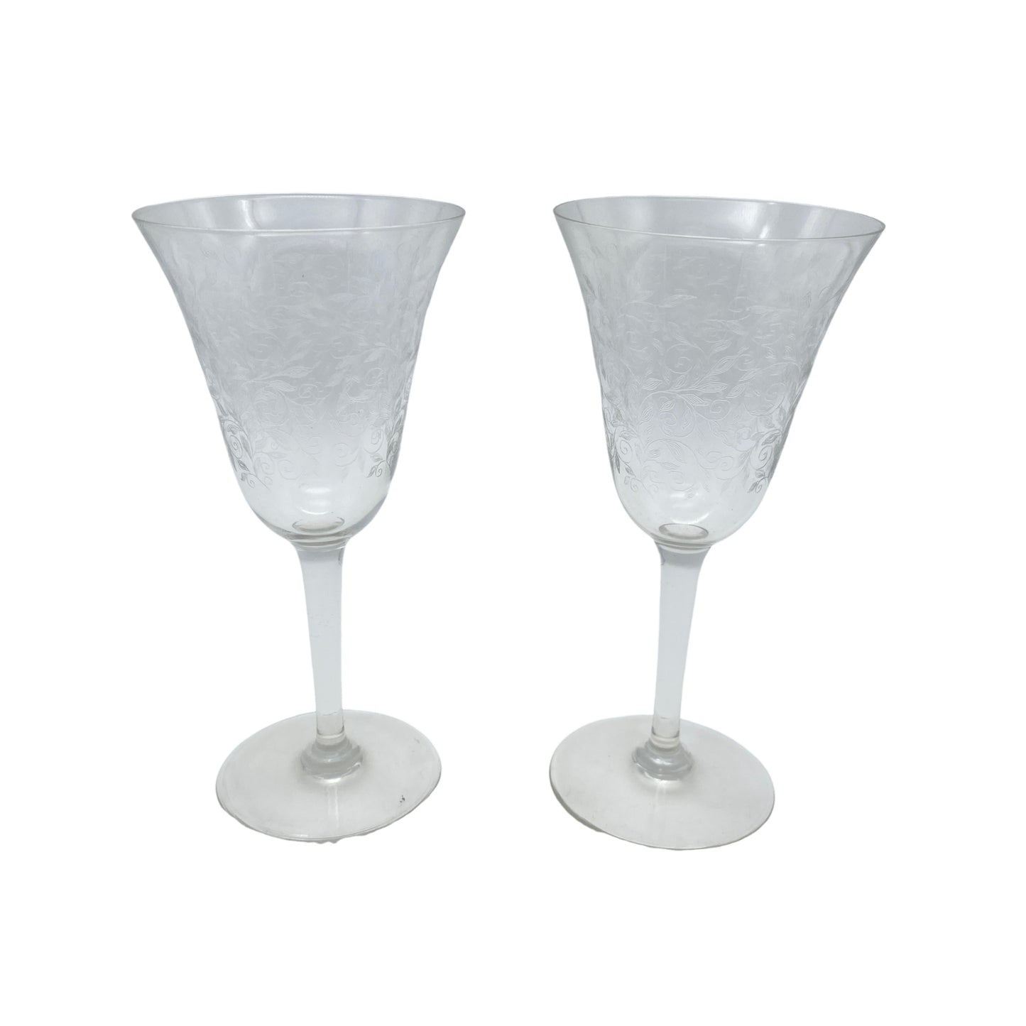 Weingläser florales Dekor Vintage Glas Blätterranken