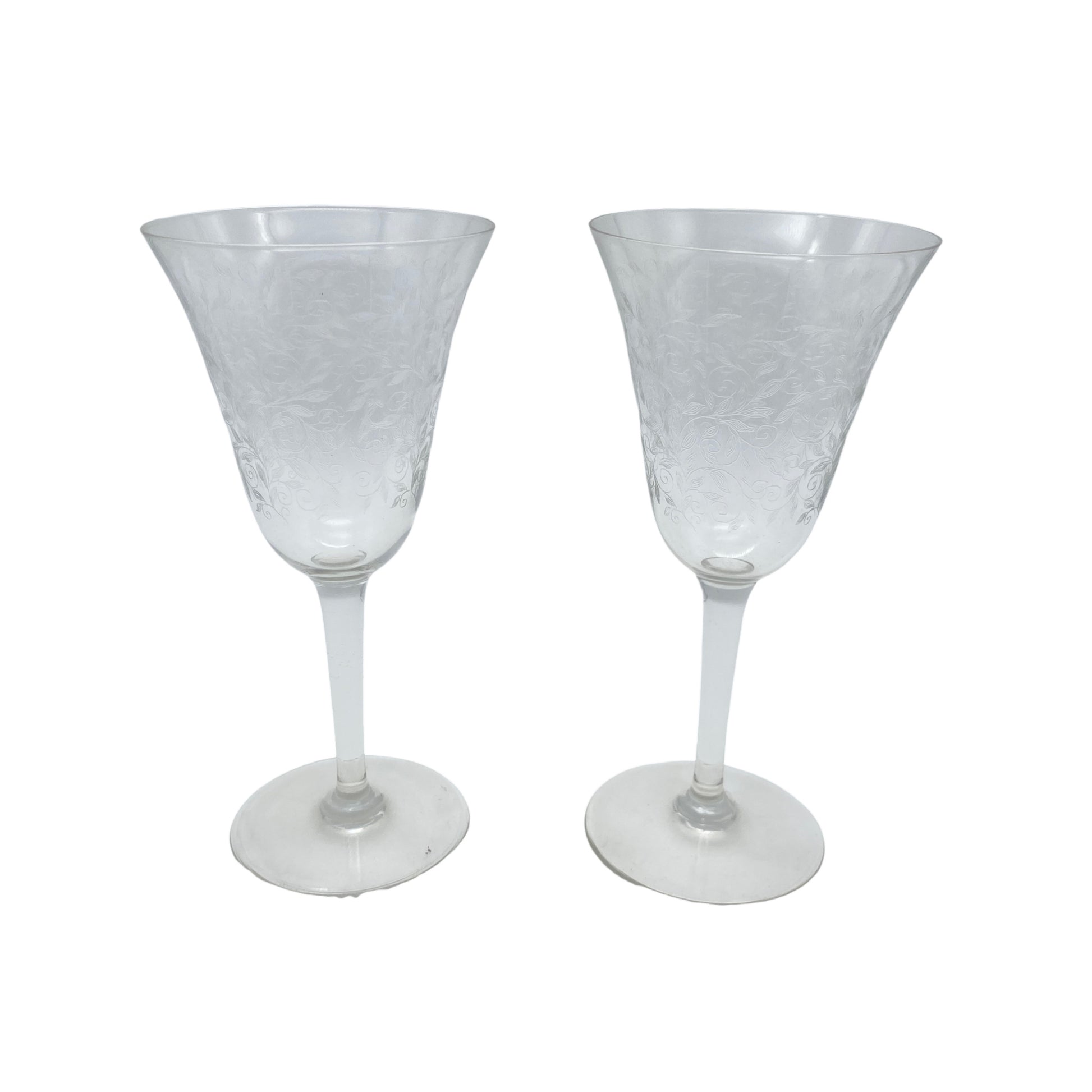 Weingläser florales Dekor Vintage Glas Blätterranken