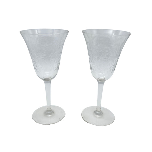 Weingläser florales Dekor Vintage Glas Blätterranken