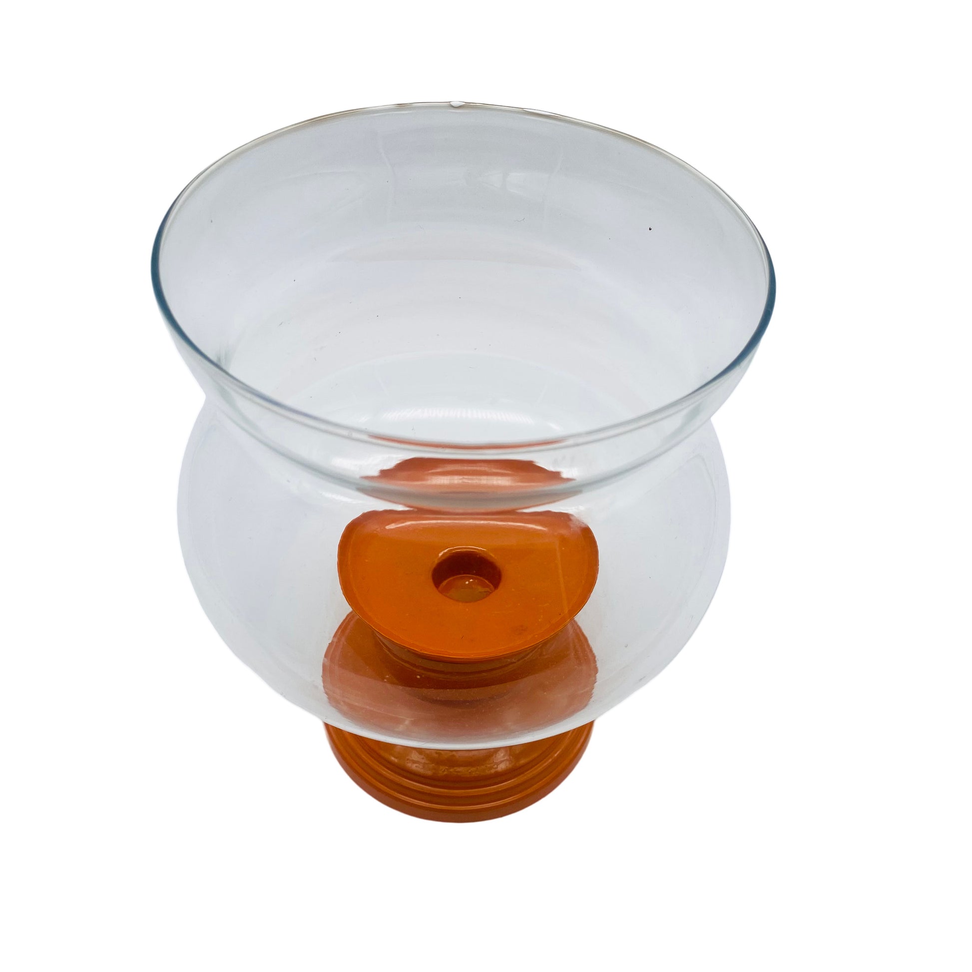 Windlicht Glas Metall orange 1970er Jahre Kerzenhalter