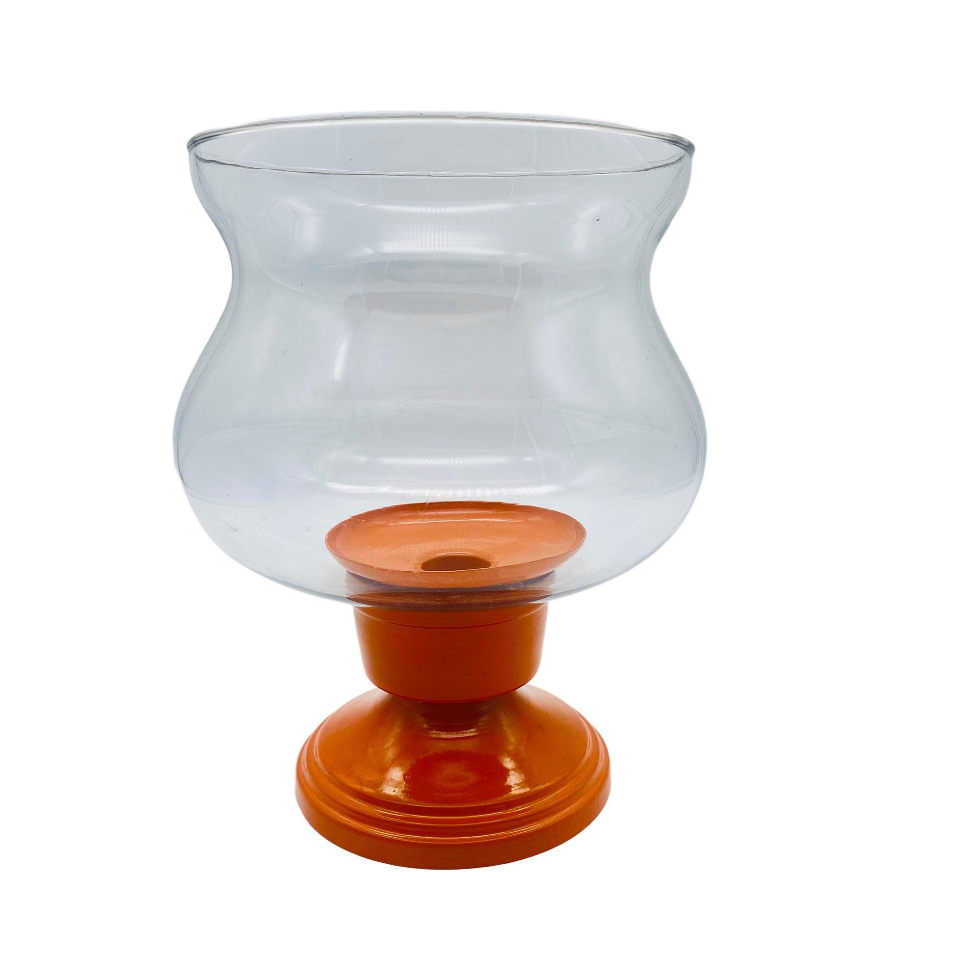 Windlicht Glas Metall orange 1970er Jahre Kerzenhalter