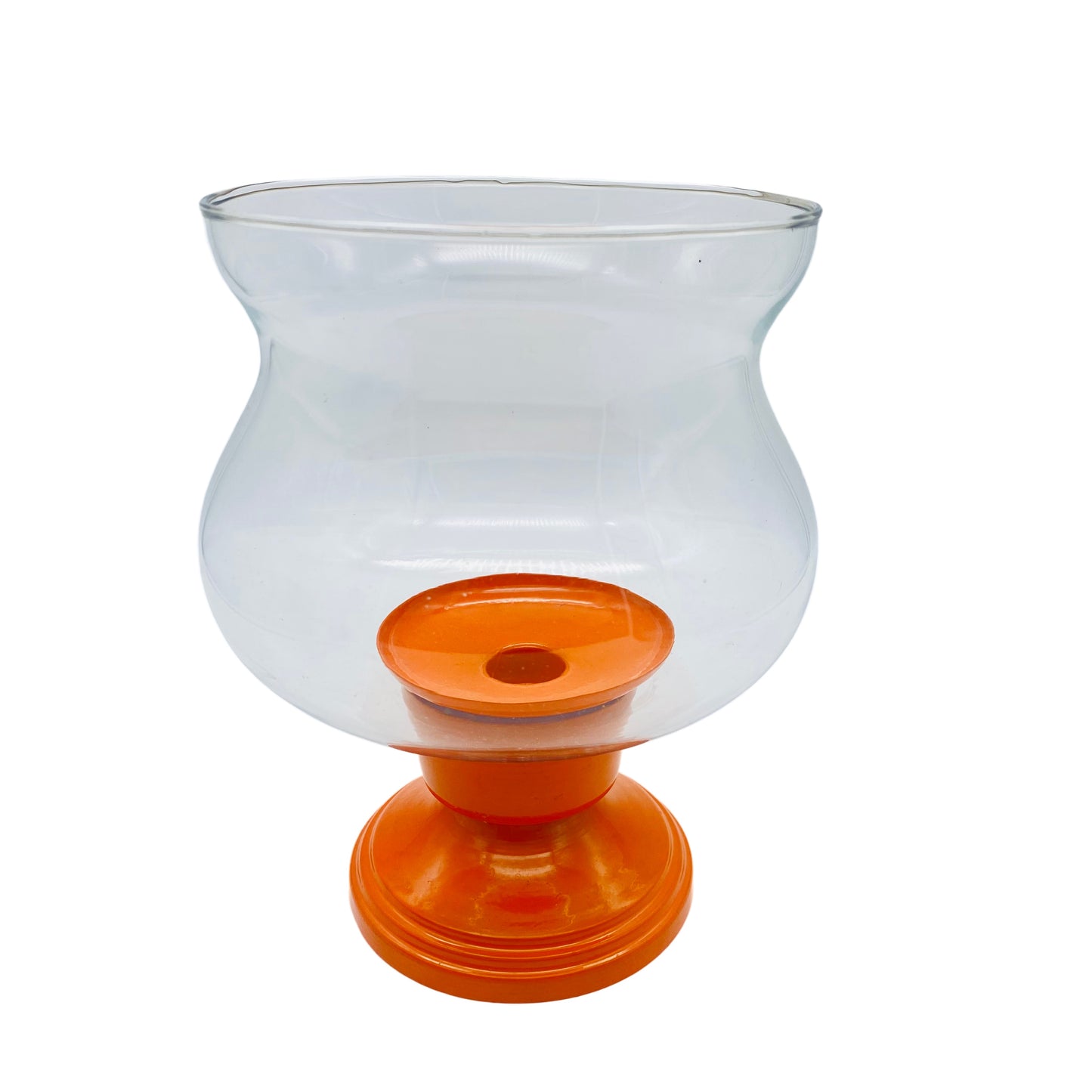 Windlicht Glas Metall orange 1970er Jahre Kerzenhalter