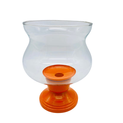 Windlicht Glas Metall orange 1970er Jahre Kerzenhalter