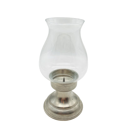 Zinn Windlicht mit Glaschirm 60er 70er Jahre für Stumpenkerzen Vintage Deko Garten Balkon