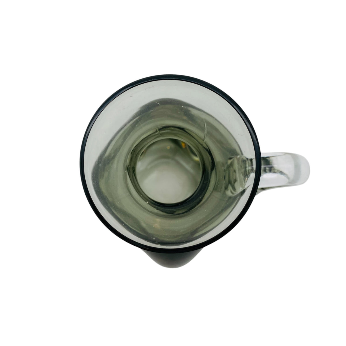 FRIEDRICH GLAS Vase Glas Rauchglas Grau Henkel 60er 70er H 15,5cm