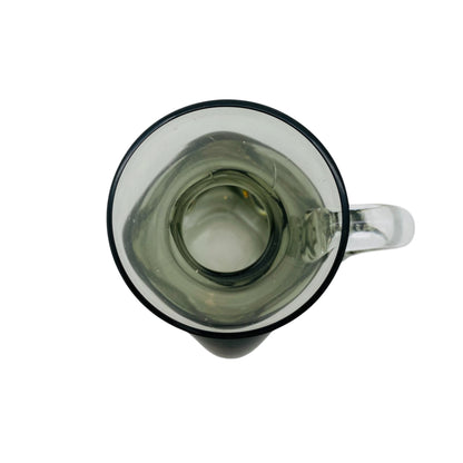 FRIEDRICH GLAS Vase Glas Rauchglas Grau Henkel 60er 70er H 15,5cm