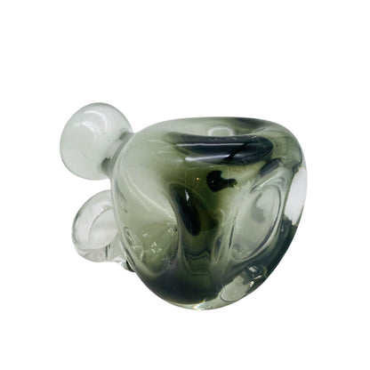 FRIEDRICH GLAS Vase Glas Rauchglas Grau Henkel 60er 70er H 15,5cm