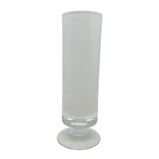 FRIEDRICH GLAS Vase Glas Weiß Überfangglas 60er 70er H 18,5cm