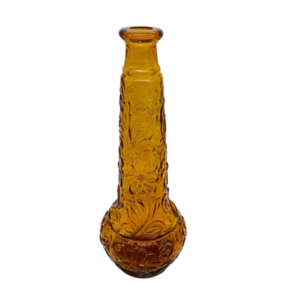 Vase Glas Braun Blumendekor Flaschenvase 60er 70er H 30,5cm Vintage