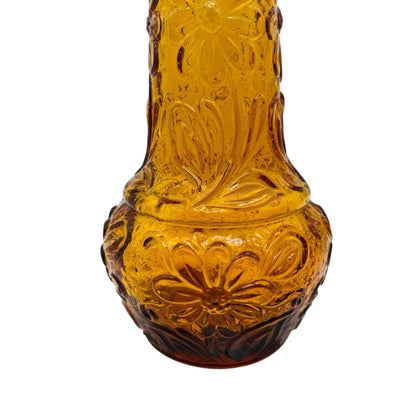 Vase Glas Braun Blumendekor Flaschenvase 60er 70er H 30,5cm Vintage