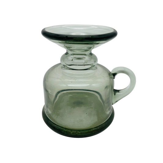 Vase Glas Rauchglas Grau mit Henkel 60er 70er H 10cm