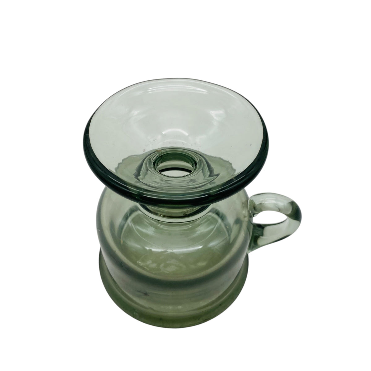 Vase Glas Rauchglas Grau mit Henkel 60er 70er H 10cm